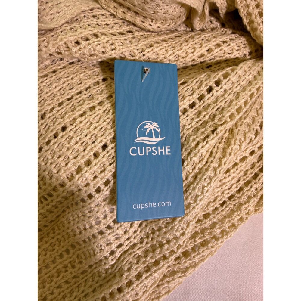 Cupshe Open Knit Beach Cover Up Swim Cover-Up Dress Size Medium Cream Boho - Picture 3 of 5